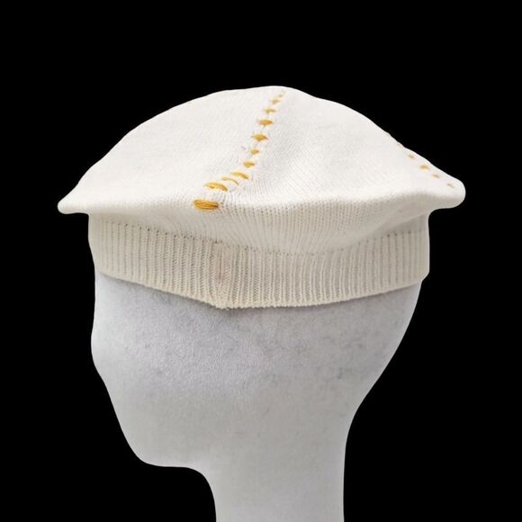 2/$20 Vintage Y2K White With Brown Pattern Knitted Hat Tuque Size: One size - Picture 4 of 6